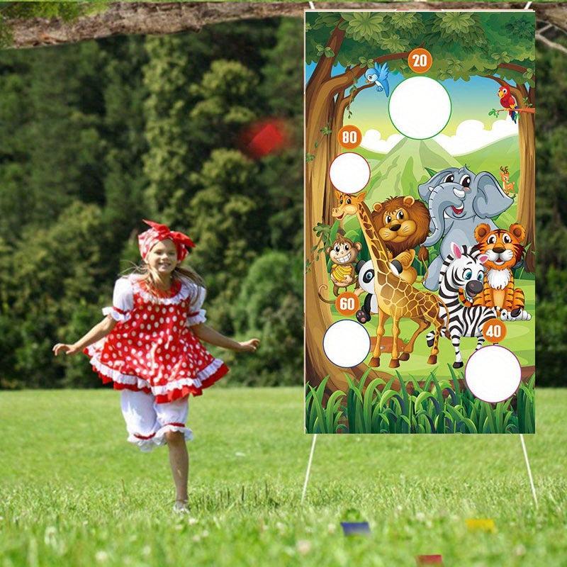 Sandbag Flag Throwing Game Giraffe Lion Elephant Banner
