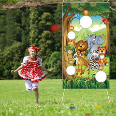 Sandbag Flag Throwing Game Giraffe Lion Elephant Banner