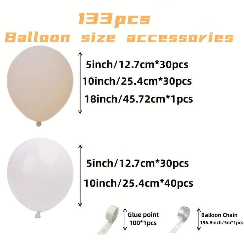 133pcs Cream Beige Balloon Garland Arch Kit for Weddings Birthdays Baby Showers