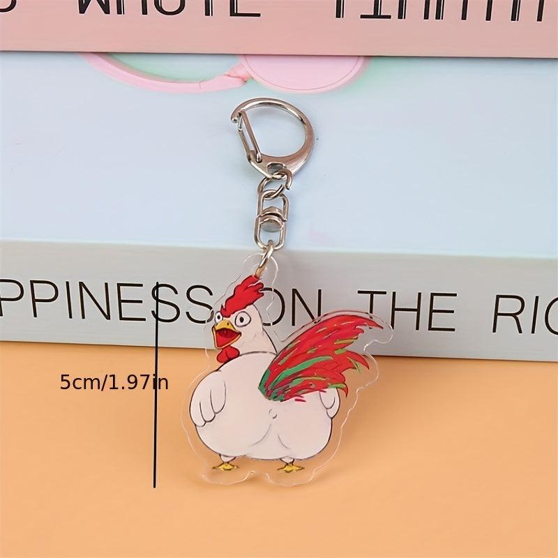 Funny Donkey Chicken Acrylic Keychain Pendant Cartoon Keychain
