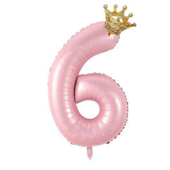 2pcs 40 Inch Pink Crown & Number Balloon Set Summer Party Supplies