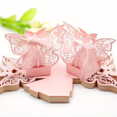 10pcs Pink Butterfly Candy Box Chocolate Goodie Boxes