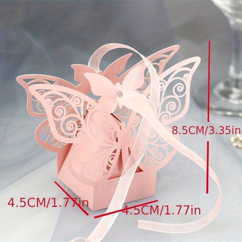 10pcs Pink Butterfly Candy Box Chocolate Goodie Boxes