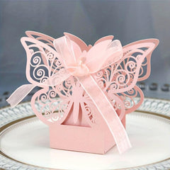 10pcs Pink Butterfly Candy Box Chocolate Goodie Boxes