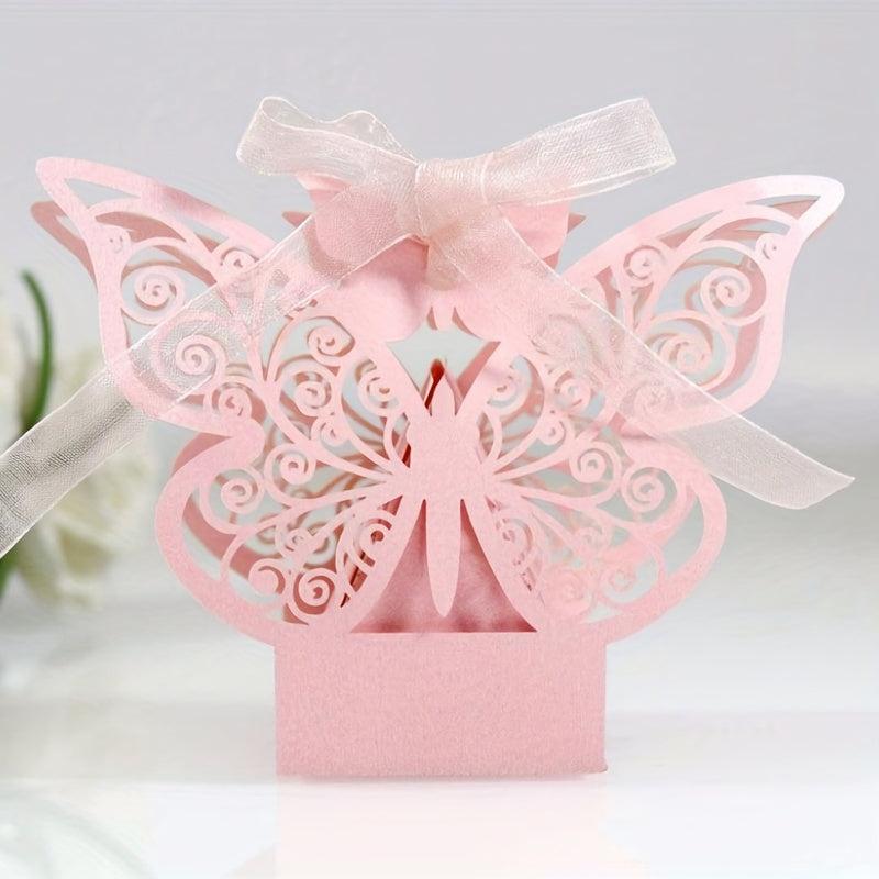 10pcs Pink Butterfly Candy Box Chocolate Goodie Boxes