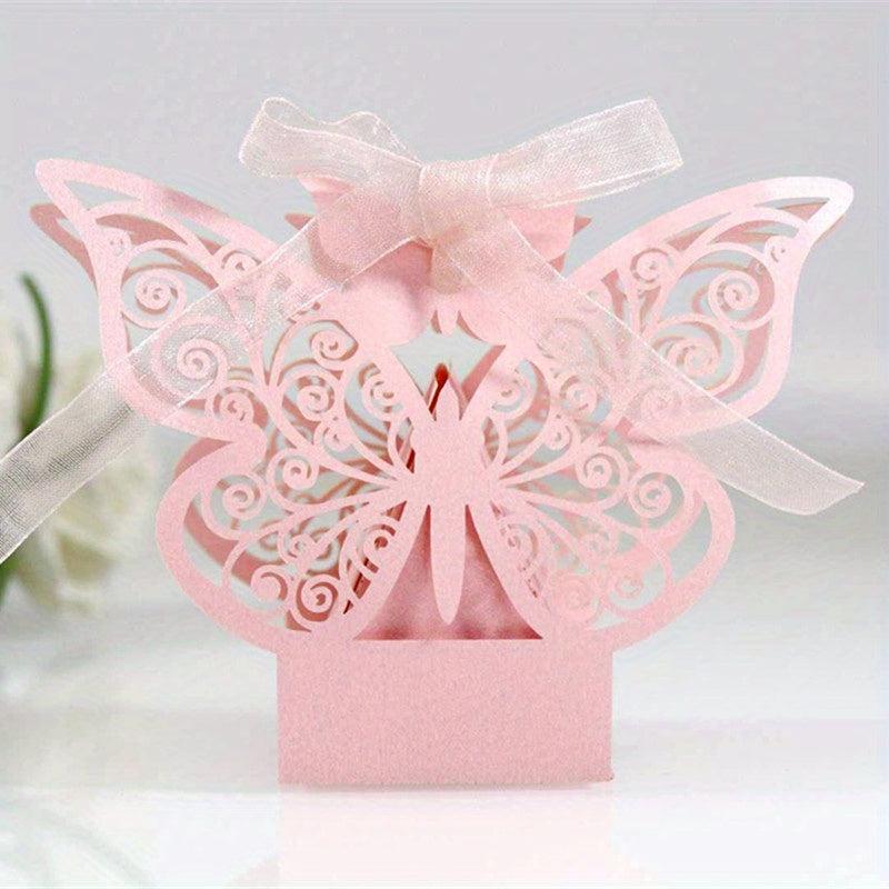 10pcs Pink Butterfly Candy Box Chocolate Goodie Boxes