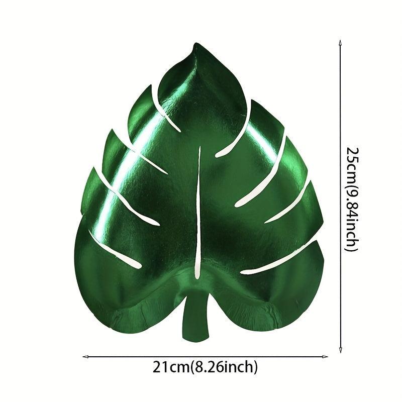 8pcs Hawaiian Leaf Pattern Paper Plates for Weddings Birthdays Summer Parties