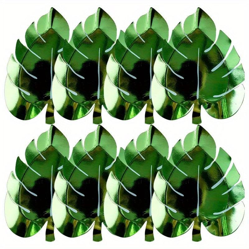 8pcs Hawaiian Leaf Pattern Paper Plates for Weddings Birthdays Summer Parties