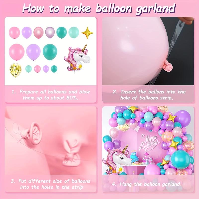 Unicorn Summer Party Set Birthday Theme Balloon Chain Wreath Decoration