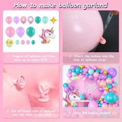Unicorn Summer Party Set Birthday Theme Balloon Chain Wreath Decoration