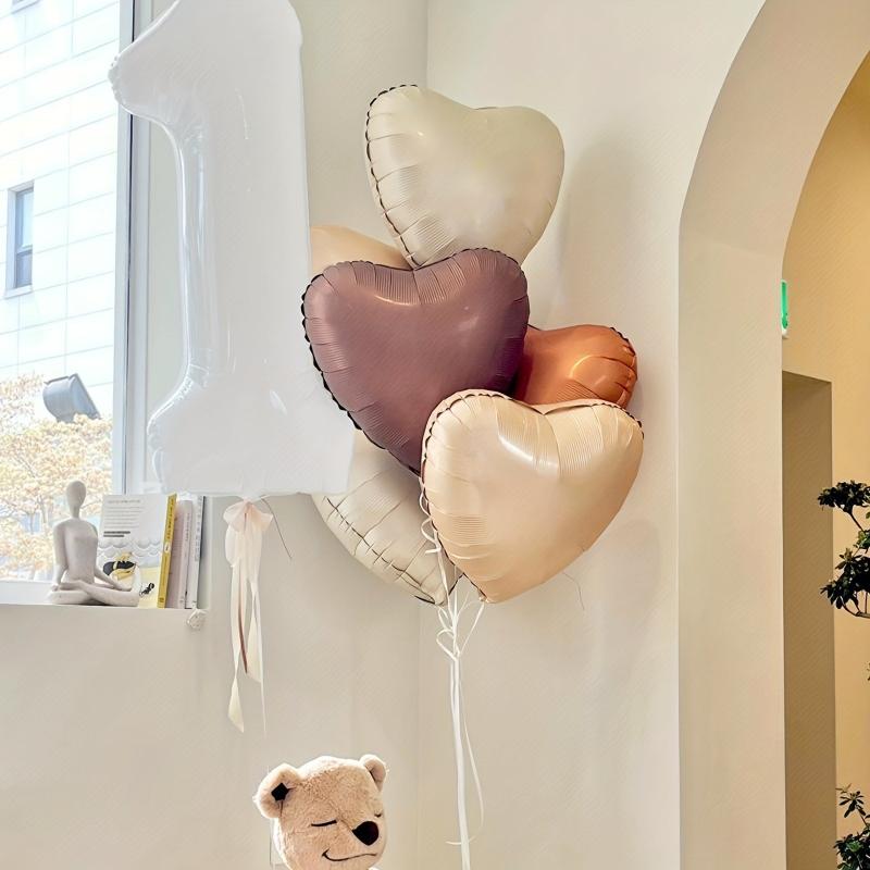 12pcs Retro Caramel Heart Foil Balloons for Events & Celebrations