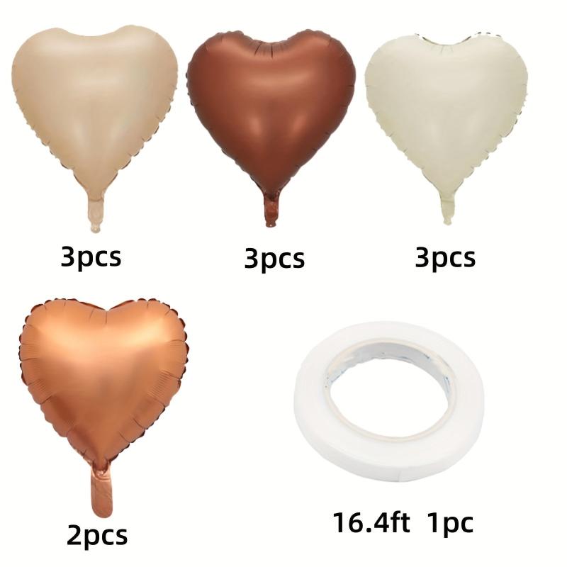 12pcs Retro Caramel Heart Foil Balloons for Events & Celebrations