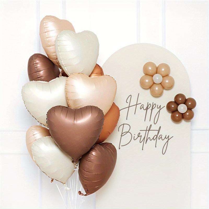 12pcs Retro Caramel Heart Foil Balloons for Events & Celebrations