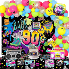 90s Background Decoration Back To the 90s Radio Skateboard Graffiti Retro Birthd