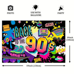 90s Background Decoration Back To the 90s Radio Skateboard Graffiti Retro Birthd
