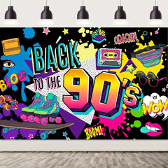 90s Background Decoration Back To the 90s Radio Skateboard Graffiti Retro Birthd