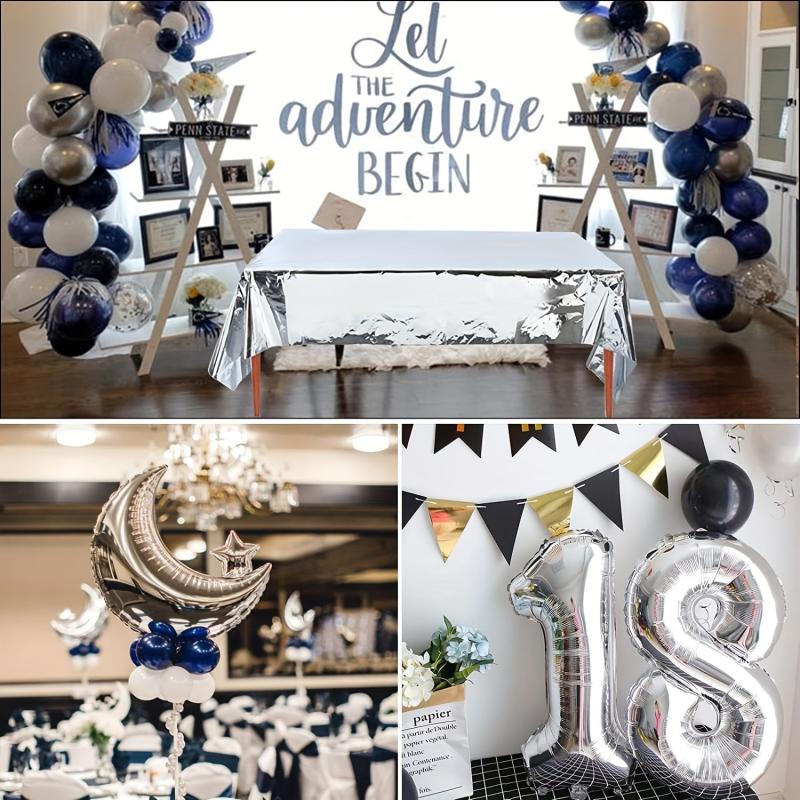 18th Birthday Balloon Decorations Silver Garland Kit Moon Star Theme