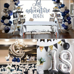 18th Birthday Balloon Decorations Silver Garland Kit Moon Star Theme