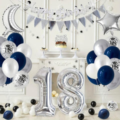 18th Birthday Balloon Decorations Silver Garland Kit Moon Star Theme