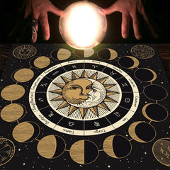 Moon Phase Tarot Card Tablecloth Astrology Tapestry