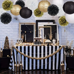 Golden Paper Lantern & Fan Set Birthday Party Decoration
