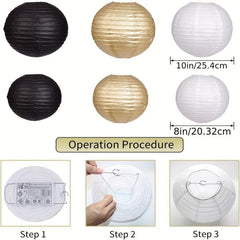 Golden Paper Lantern & Fan Set Birthday Party Decoration