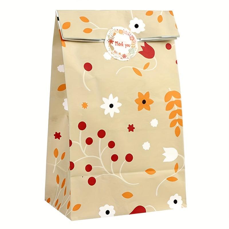 12pcs Floral Food Bag for Weddings Birthdays Parties Decorative Gift Bag