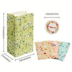 12pcs Floral Food Bag for Weddings Birthdays Parties Decorative Gift Bag