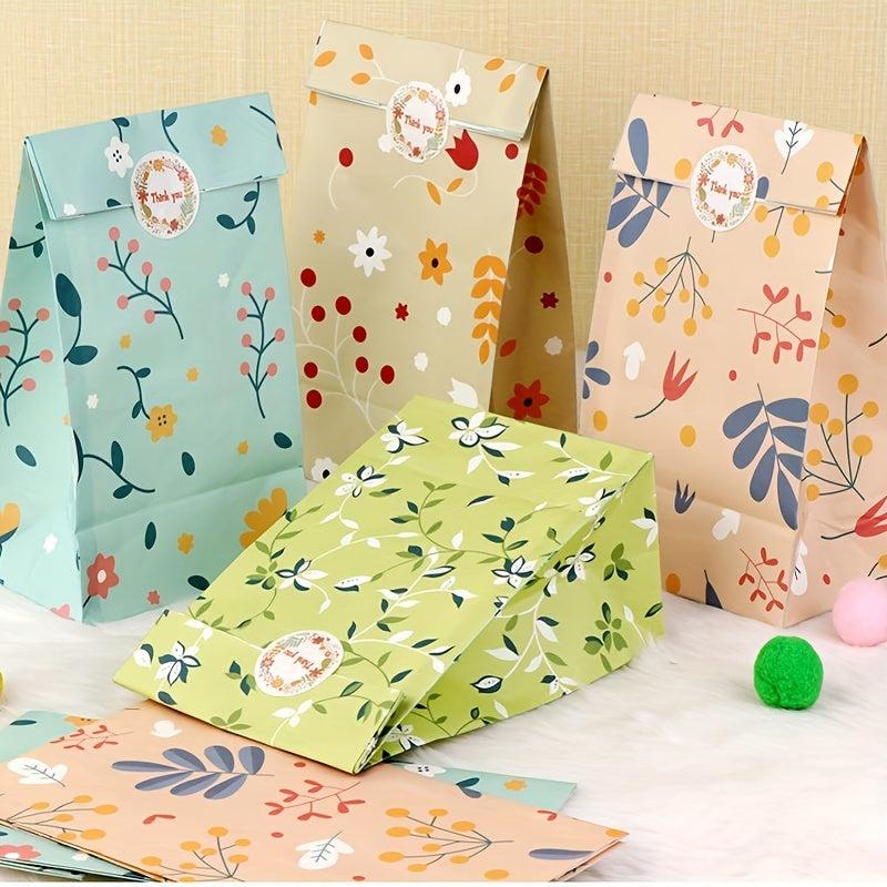 12pcs Floral Food Bag for Weddings Birthdays Parties Decorative Gift Bag