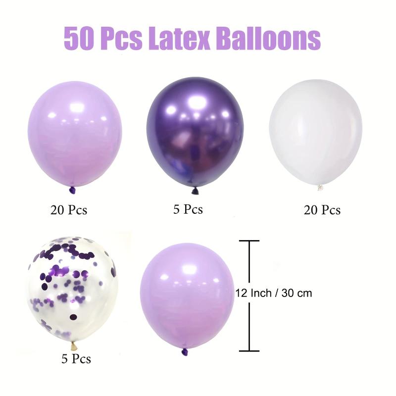 50pcs Lavender Purple Party Balloons Set for Birthday Baby Shower