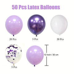 50pcs Lavender Purple Party Balloons Set for Birthday Baby Shower