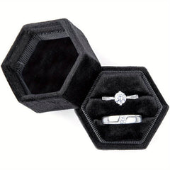 Hexagon Velvet Ring Box Double Ring Display Holder