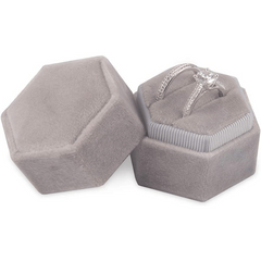 Hexagon Velvet Ring Box Double Ring Display Holder