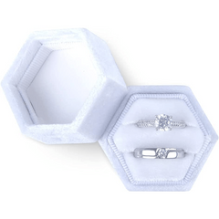 Hexagon Velvet Ring Box Double Ring Display Holder