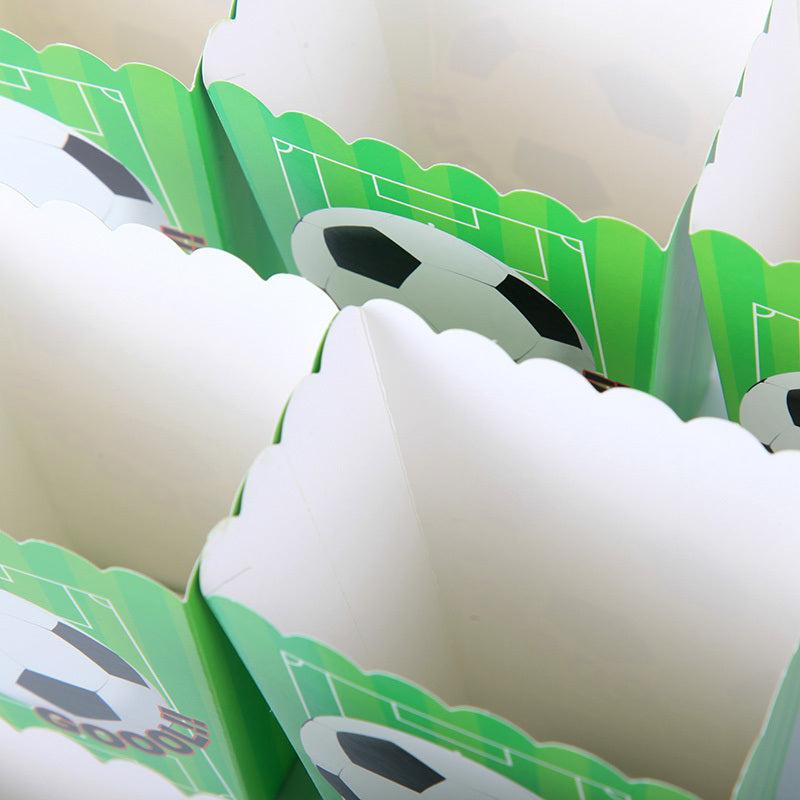 6pcs Soccer Themed Candy Boxes and Popcorn Bags - Small Gift