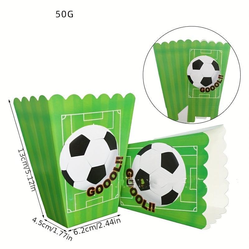 6pcs Soccer Themed Candy Boxes and Popcorn Bags - Small Gift