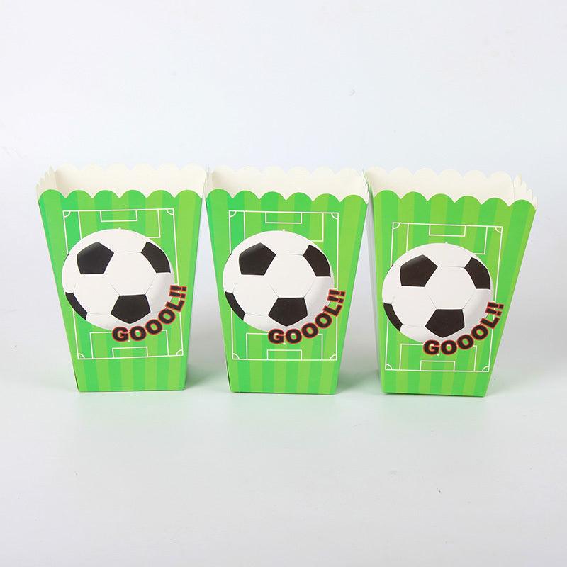 6pcs Soccer Themed Candy Boxes and Popcorn Bags - Small Gift