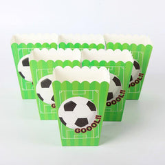 6pcs Soccer Themed Candy Boxes and Popcorn Bags - Small Gift