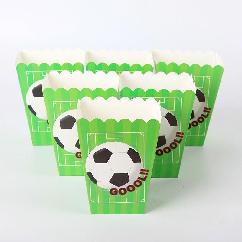 6pcs Soccer Themed Candy Boxes and Popcorn Bags - Small Gift