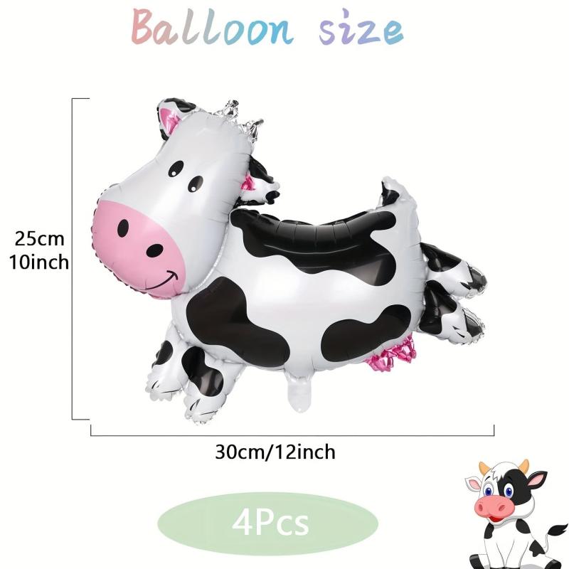 4pcs Cow Balloons Farm Animal Theme Party Decorations