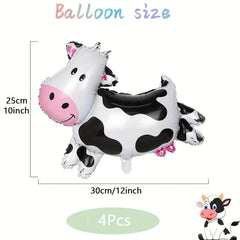 4pcs Cow Balloons Farm Animal Theme Party Decorations