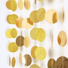Glitter Star Circle Dot Garland Banner for Wedding Birthday Decor, 2 Packs
