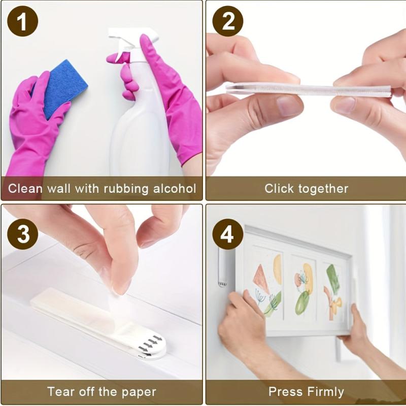 4 Pairs Removable Frame Glue No Glue Magic Button Hook And Loop Fastener