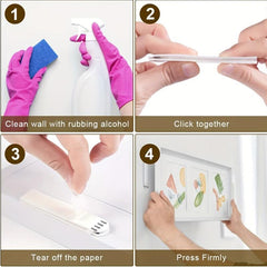 4 Pairs Removable Frame Glue No Glue Magic Button Hook And Loop Fastener
