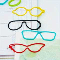 10pcs Cartoon Glasses Metal Paper Clips, Special Shaped Paper Clip Set