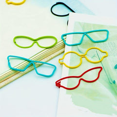 10pcs Cartoon Glasses Metal Paper Clips, Special Shaped Paper Clip Set