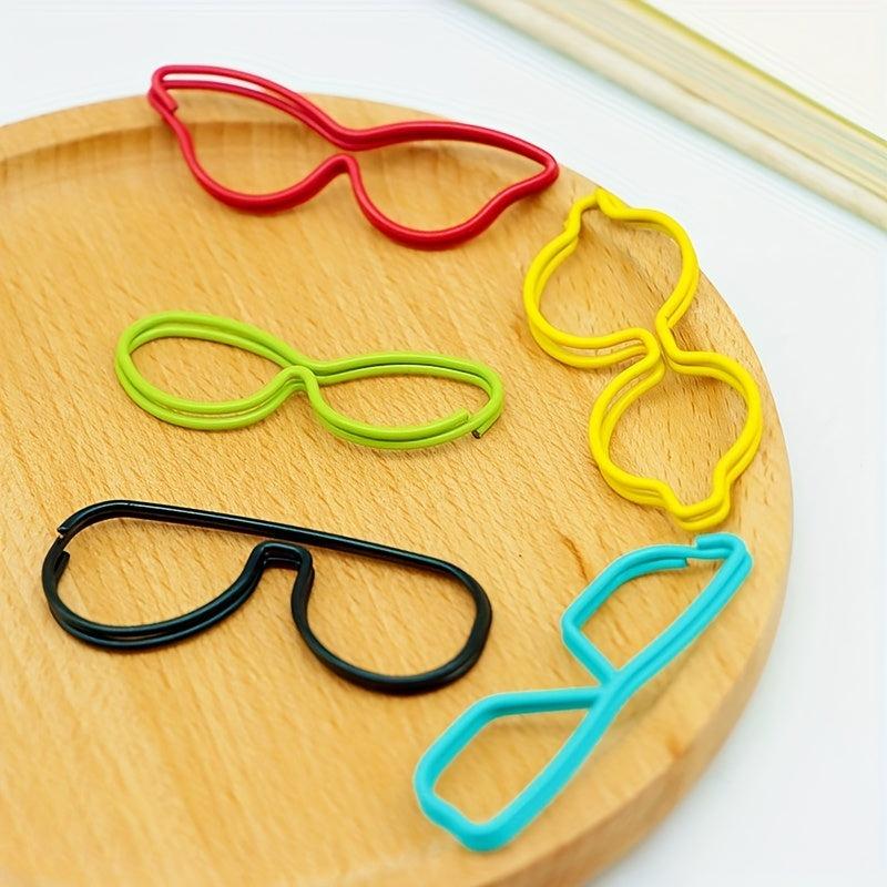 10pcs Cartoon Glasses Metal Paper Clips, Special Shaped Paper Clip Set