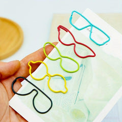 10pcs Cartoon Glasses Metal Paper Clips, Special Shaped Paper Clip Set