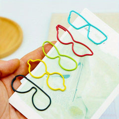 10pcs Cartoon Glasses Metal Paper Clips, Special Shaped Paper Clip Set