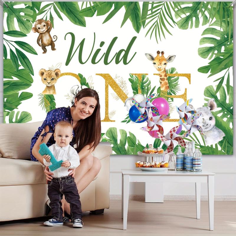 Safari Jungle Animal Backdrop 5x3ft for 1st Birthday Party and Home Decor